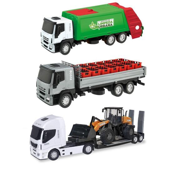 Imagem de Caminhão Brinquedo Plataforma c/Carregadeira + Lixo + Bebida