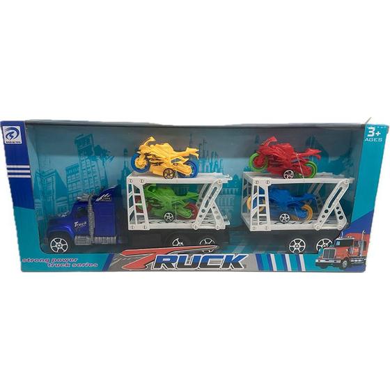 Imagem de Caminhão Cegonha Miniatura com 4 Motos na Carreta 909-3B - Dorémi