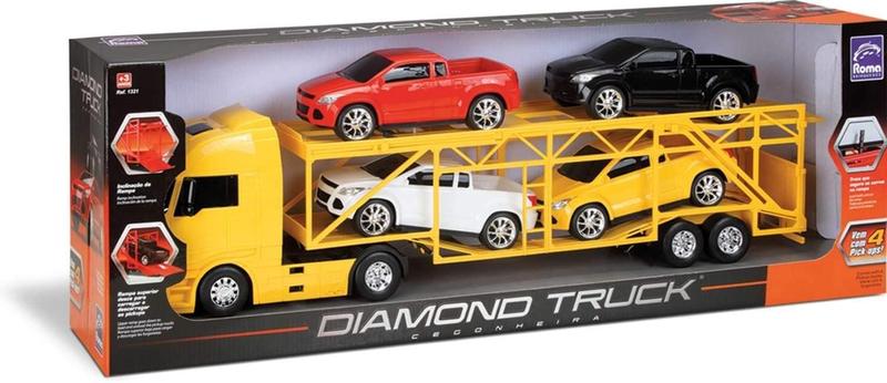 Imagem de CAMINHÃO CEGONHEIRA DIAMOND TRUCK c/ 4 carrinhos - Roma