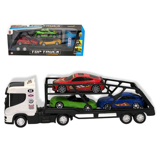Imagem de Caminhão Cegonheira Grande com 3 Carrinhos Brinquedo Infantil