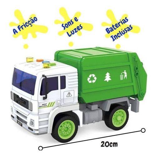 Caminhão Coleta de Lixo Fricção c/ Som e Luz Brinquedo Infantil Menor preço em Caminhão Coleta de Lixo Fricção c/ Som e Luz Brinquedo Infantil