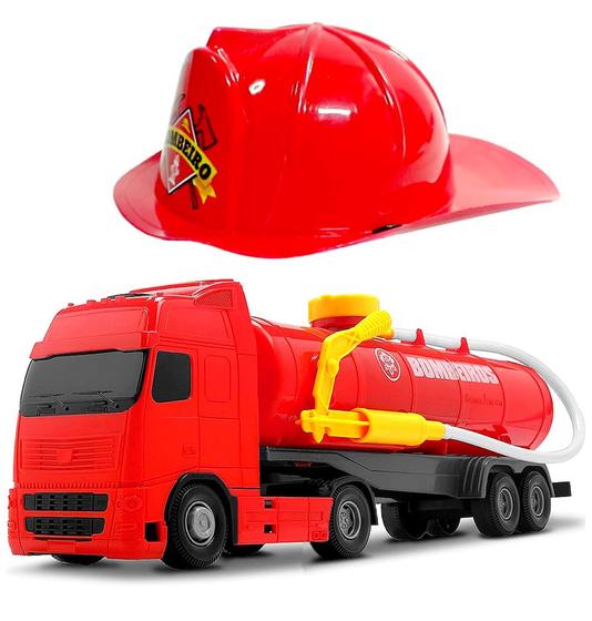 Imagem de Caminhão de Brinquedo Bombeiros Tanque com Àgua e Capacete