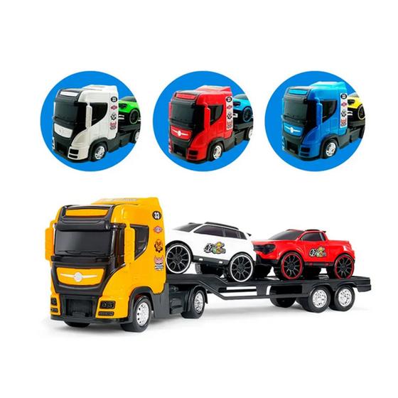 Imagem de Caminhão de Brinquedo Cegonha Grande 55cm com 2 Super Carrinhos - BS TOYS