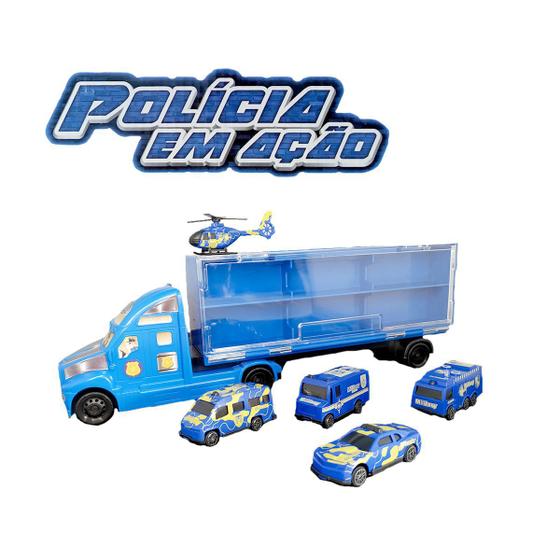 Caminhão de Brinquedo Polícia em ação c/ Carrinhos Infantil - Braskit ...
