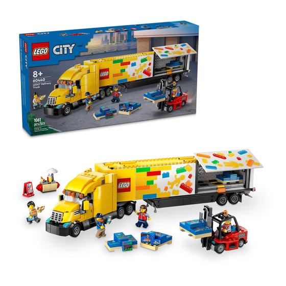 Imagem de Caminhão de entrega amarelo LEGO City 60440 de brinquedo com 1061 peças