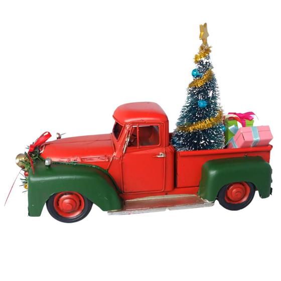 Imagem de Caminhão de Metal Com Árvore de Natal / Presentes 27cm -Enfeite Natalino