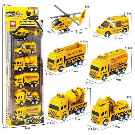Imagem de Caminhão de Obra Brinquedo Fricção Obra 6 Carrinhos Divertimento Infantil