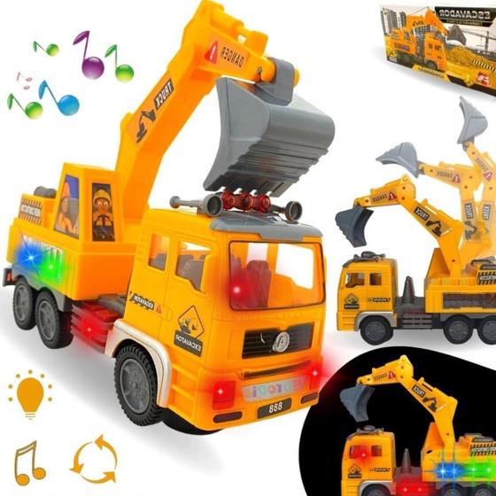 Imagem de Caminhão Escavadeira Infantil Com Luzes E Som Para Brincadeiras Educativas Garantido