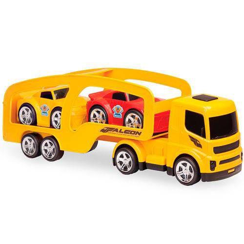 Imagem de Caminhão Falcon Cegonheira Com Dois Mini Carros Usual Plastic Brinquedos - Ref. 163