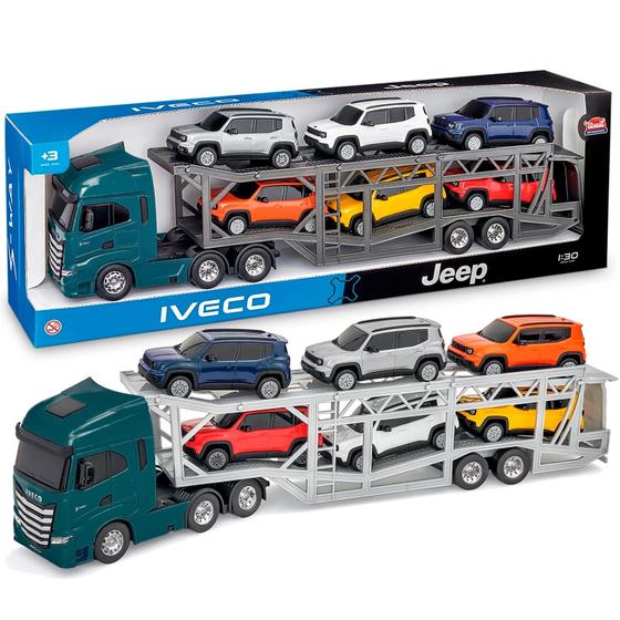 Imagem de Caminhão Iveco S Way Cegonha Com 6 Jeep Renegade Escala 1/30 Usual Brinquedos