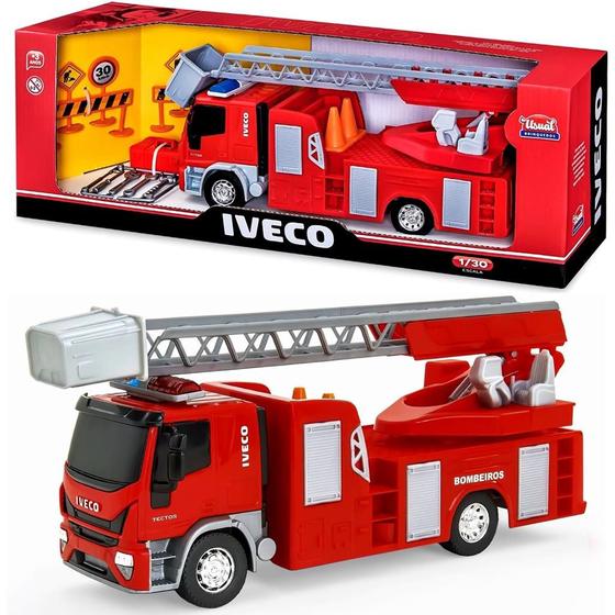 Imagem de Caminhão Iveco Tector De Bombeiro Infantil Com Escada Usual Brinquedos