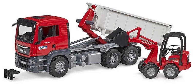 Imagem de Caminhão Man TGS container Roll off+carregadeira Bruder 1/16