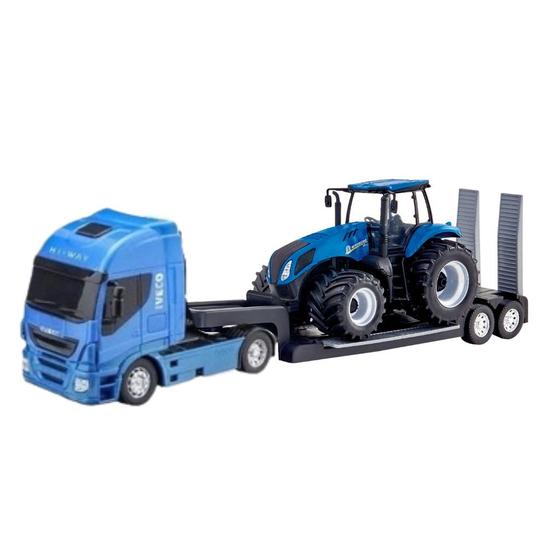 Caminhãozinho Iveco Plataforma Com Trator Brinquedo Infantil Menino Menor preço em Caminhãozinho Iveco Plataforma Com Trator Brinquedo Infantil Menino