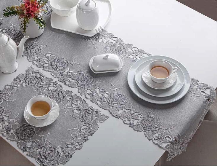 Imagem de Caminho de Mesa Floral Rendado Chicago 40x150cm Jolitex