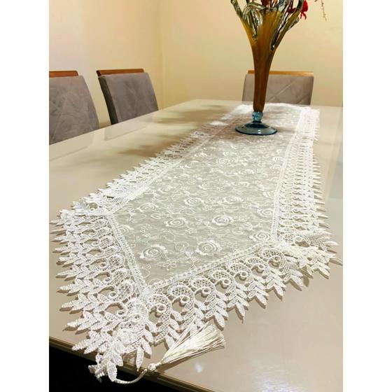 Imagem de Caminho De Mesa Guipir Bordado 40x180 Linha Premium Passadeira Trilho