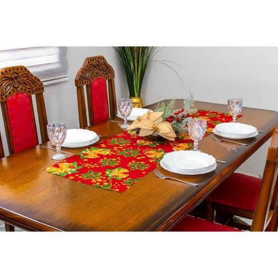 Imagem de Caminho de Mesa Natalino Decorativo Estampado e Liso 1,40m X 40cm Oxford