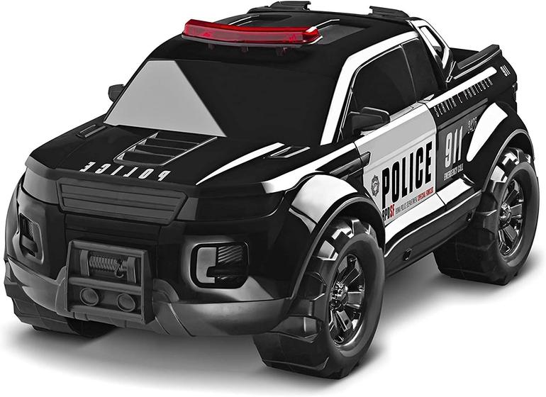 Imagem de Caminhonete Grande 40cm Roda Livre Pick-up Force Polícia - Roma Brinquedos - Criança Menino