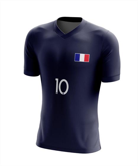 Imagem de Camisa 10 França Infantil Juvenil Masculina Camiseta Futebol Dry Fit Uv
