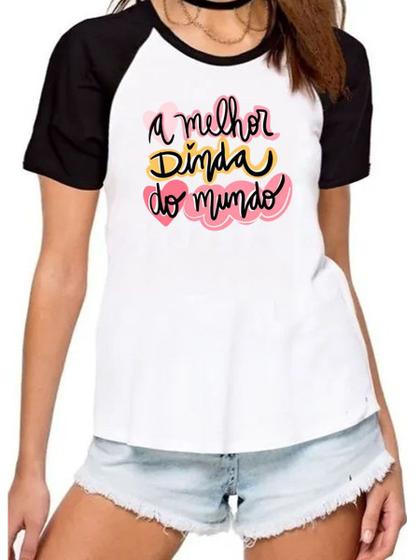 Imagem de Camisa a melhor dinda do mundo camiseta madrinha raglan