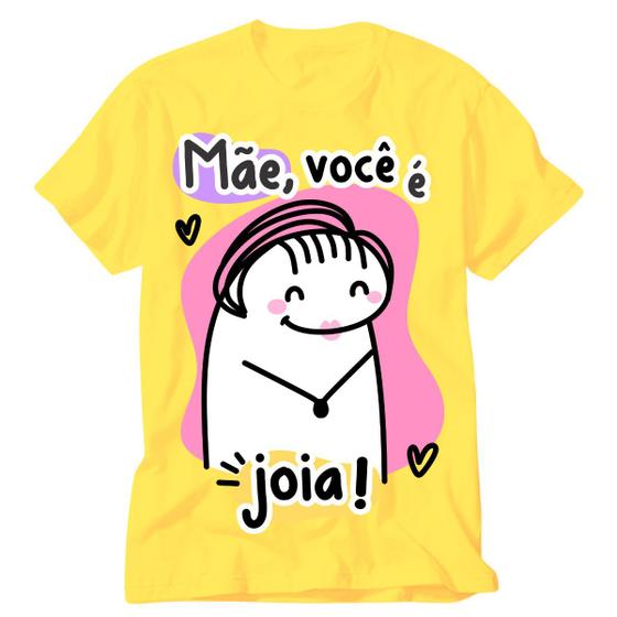 Imagem de Camisa amarela Flork frase mãe leva o casaco que vai esfriar