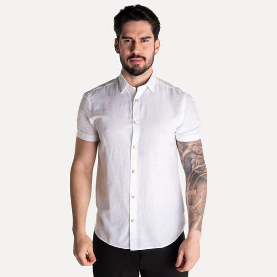 Imagem de Camisa Aramis Linho Slim Fit Branca Manga Curta