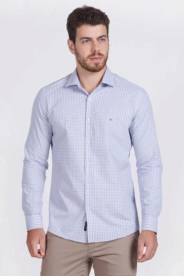 Imagem de Camisa Aramis Slim Xadrez Branco e Azul