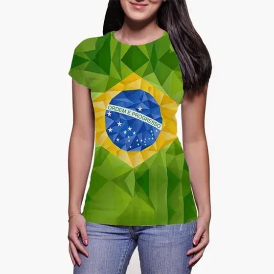Imagem de Camisa Babylook Feminina 8549 Brasil Bandeira Pátria Amada