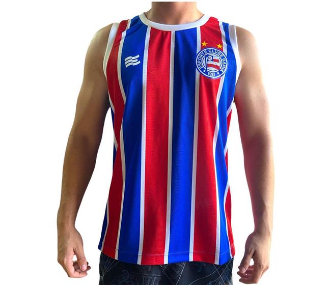 Imagem de Camisa Bahia Regata Machão Azul Listrada Oficial Esquadrão