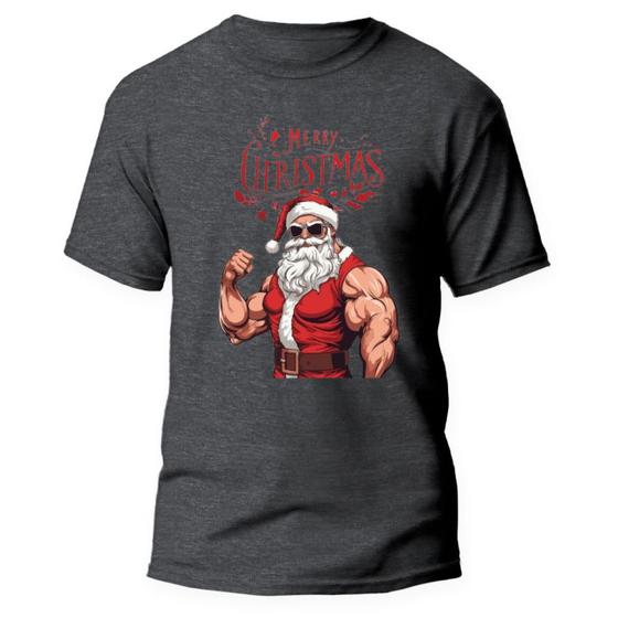 Imagem de Camisa Básica Estampada Camiseta Maga Curta Blusa Algodão Papai Noel Maromba