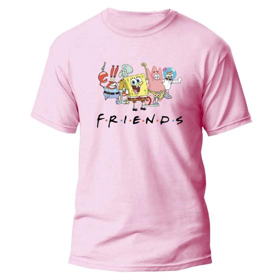 Imagem de Camisa Básica Estampada Camiseta Maga Curta Esponja Bob Quadrado Personagem