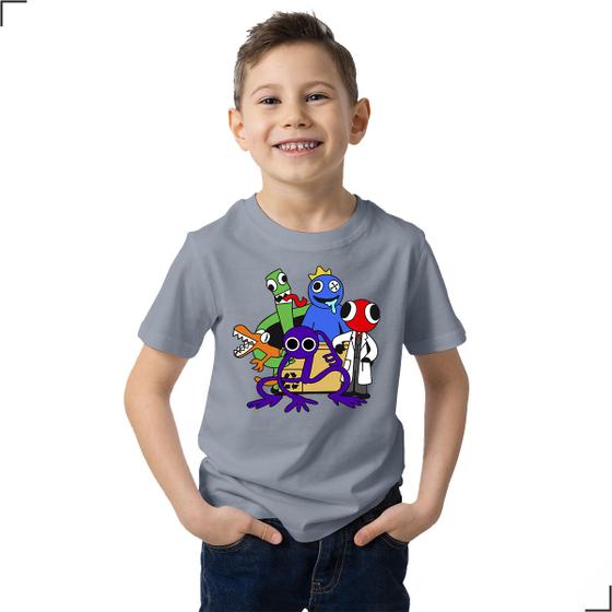 Imagem de Camisa Básica Monstro Roblox Rainbow Friends Bobão Azul Verd