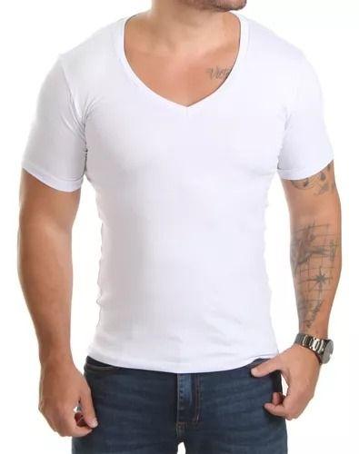 Imagem de Camisa Básica Slim Fit Masculina Decote Gola V Cavada