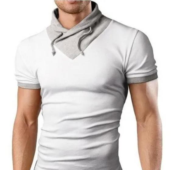 Imagem de Camisa Blusa Masculina Regata Camiseta Gola Cordão