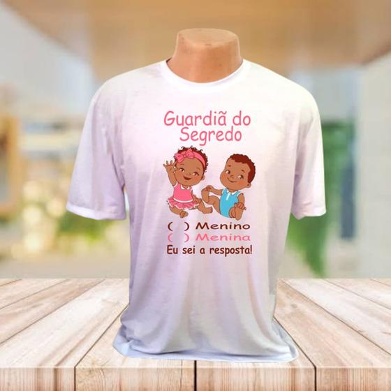 Imagem de Camisa Branca Personalizada guardiã do segredo eu sei a resposta black