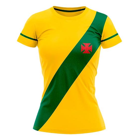 Imagem de Camisa Braziline Vasco da Gama Brasil Manicoré Feminina Amarelo Verde