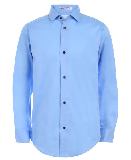 Imagem de Camisa Calvin Klein Vestido masculino de cetim de manga comprida azul claro 8