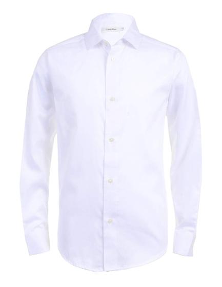 Imagem de Camisa Calvin Klein Vestido masculino de cetim de manga comprida branco 18