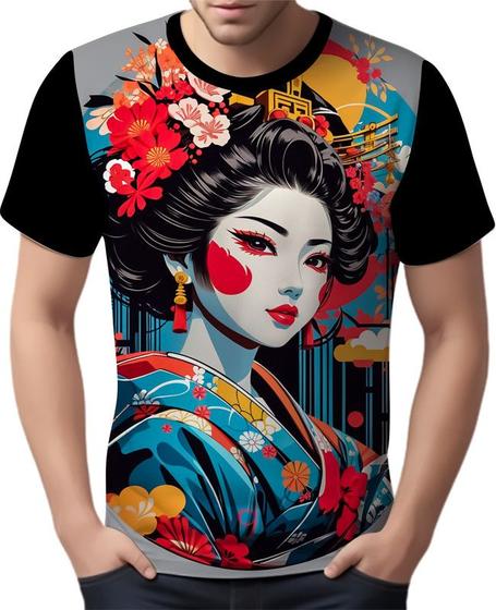 Imagem de Camisa Camiseta Arte Oriental Mulher Gueixa Beleza Samurai 3