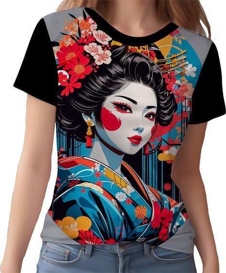 Imagem de Camisa Camiseta Arte Oriental Mulher Gueixa Beleza Samurai 6