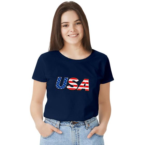 Imagem de Camisa Camiseta BabyLook Feminina T-shirt 100% Algodão Eua Usa Nova yorque Escrita