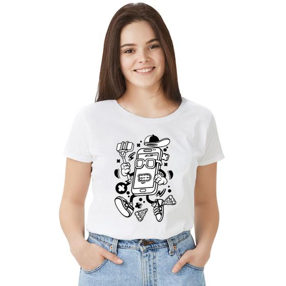 Imagem de Camisa Camiseta BabyLook Feminina T-shirt 100% Algodão Game Celular Gaming jogos