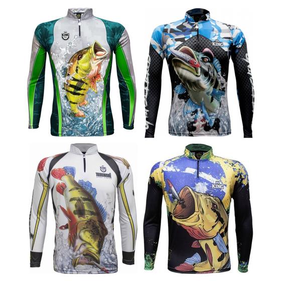 Imagem de Camisa Camiseta Blusa de Pesca  Kit Tucunaré com 4 peças com Proteção Solar UV50