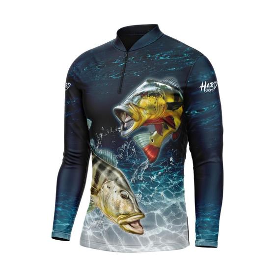 Imagem de Camisa Camiseta Blusa De Pesca Proteção Uv50 Tucunaré Oceano