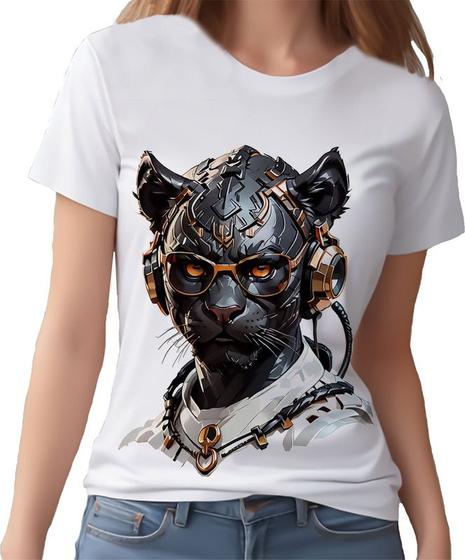 Imagem de Camisa Camiseta Color Animais Óculos Pantera Fone Moderna 2