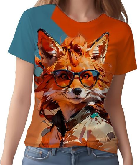 Imagem de Camisa Camiseta Color Animais Óculos Raposa Moderna 4