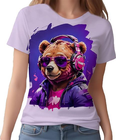 Imagem de Camisa Camiseta Color Animais Óculos Urso Fone Moderno 4