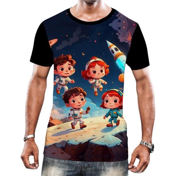 Imagem de Camisa Camiseta Crianças Astronautas Planetas Galáxias 8