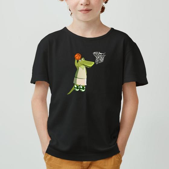 Imagem de Camisa Camiseta de Jacaré Basquete Infantil Masculina 100% Algodão