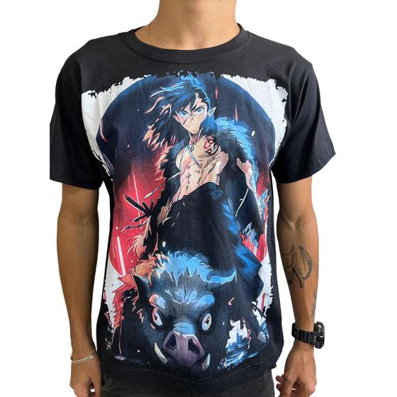 Imagem de Camisa Camiseta Estampada Anime Desenho Preto E Azul