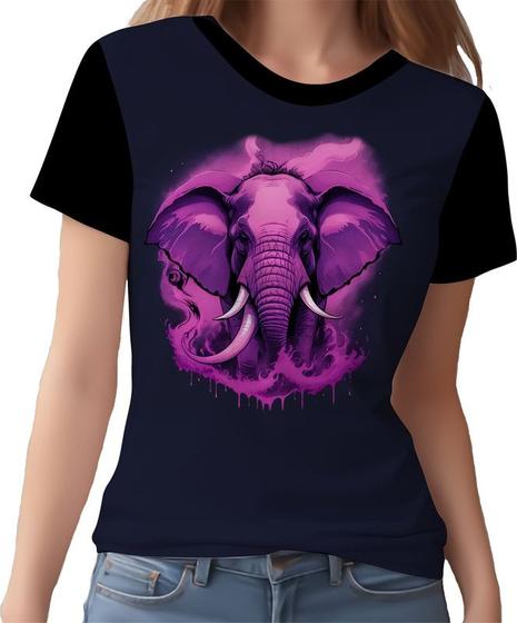 Imagem de Camisa Camiseta Estampada Elefante Pink Animais Grandes 1